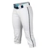 Easton Pro Fastpitch Women's Softball Piped Belt Loops Pants (White/Navy) -Deals Baseball Store easton a164148 propant wh ny 1