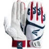 Easton Gametime Adult Batting Gloves White / Navy / Red -Deals Baseball Store f whiteredblue x