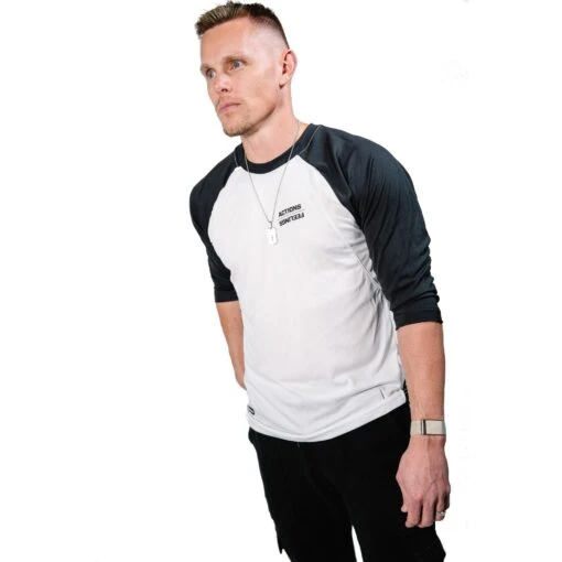 Guardian Baseball Brandon Guyer Mindset Performance 3/4 Sleeve Breathable Workout Shirt (White/Black) -Deals Baseball Store gb bglogo bs24a wb 2