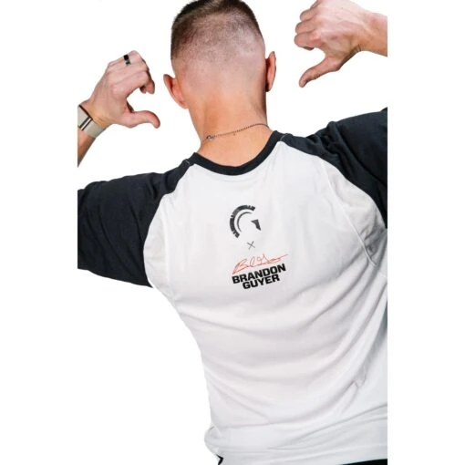 Guardian Baseball Brandon Guyer Mindset Performance 3/4 Sleeve Breathable Workout Shirt (White/Black) -Deals Baseball Store gb bglogo bs24a wb 3