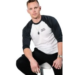 Guardian Baseball Brandon Guyer Mindset Performance 3/4 Sleeve Breathable Workout Shirt (White/Black) -Deals Baseball Store gb bglogo bs24a wb 4