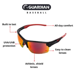 Guardian Baseball Diamond Ray Beams Adult Shield Sunglasses - Comes With Protective Case And Lens Cloth - Adult Unisex - Sports Sunglasses (Black/Red) -Deals Baseball Store gb sungth6407 adult blkredmulti 1