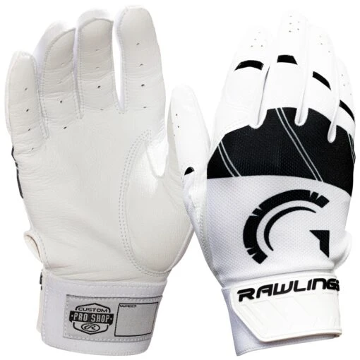 Guardian Baseball X Rawlings 5150 Youth Boys Baseball Batting Gloves Leather Flexfit (Black/White) -Deals Baseball Store kjlsb7o