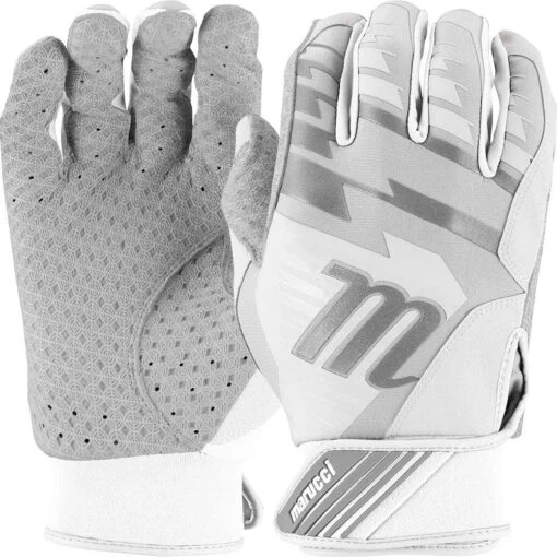 Marucci Tesoro Adult Baseball Batting Gloves (White/Gray) -Deals Baseball Store marucci tesoro adult baseball batting gloves white