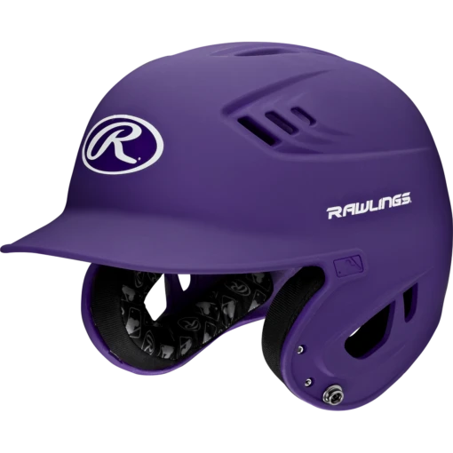 Rawlings R16 Velo Series Matte Baseball Batting Helmet (Purple) -Deals Baseball Store r16mj pu 3quarterleft