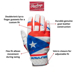 Guardian Baseball X Rawlings 5150 Limited Edition Puerto Rico Flag Baseball Batting Gloves Adult Sizes (White/Blue/Red) -Deals Baseball Store rawlings 5150 batting glove country pc ed734c15 74f3 4b76 b7aa 33257834e79e