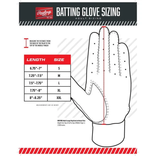 Guardian Baseball X Rawlings 5150 Limited Edition Cuba Flag Baseball Batting Gloves Adult Sizes(Blue/White/Red) -Deals Baseball Store rawlings adult batting gloves size chart