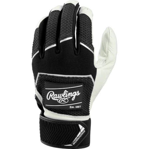 Rawlings Workhorse Adult Baseball Batting Gloves (Black) -Deals Baseball Store rawlings batting gloves wh22bg black 2