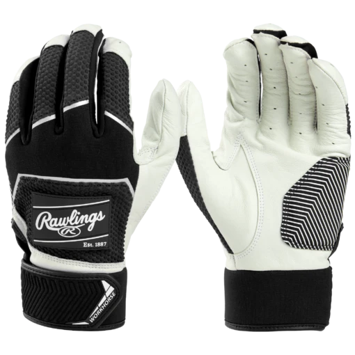 Rawlings Workhorse Adult Baseball Batting Gloves (Black) -Deals Baseball Store rawlings batting gloves wh22bg black main