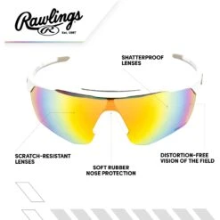 Rawlings Adult Shield Baseball Sunglasses Lightweight Sports Sun Glasses For Running, Softball, Rowing, Cycling (White/Gray) -Deals Baseball Store raws 10252453.qts white orange2 256dbc69 bb50 4241 a97d 893d4743b890