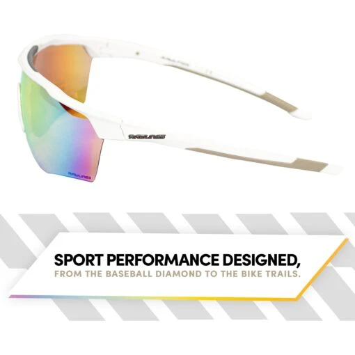 Rawlings Adult Shield Baseball Sunglasses Lightweight Sports Sun Glasses For Running, Softball, Rowing, Cycling (White/Gray) -Deals Baseball Store raws 10252453.qts white orange3 d74a919c ffd8 4596 ac29 4007db8a8115