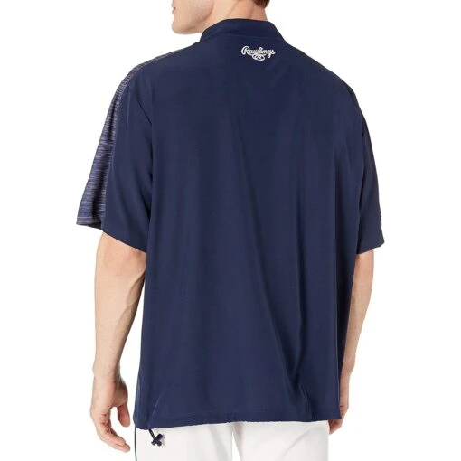 Rawlings Launch Short Sleeve Men's Cage Batting Practice Jacket (Navy) -Deals Baseball Store raws lnccjn88 ssjacket navy 1