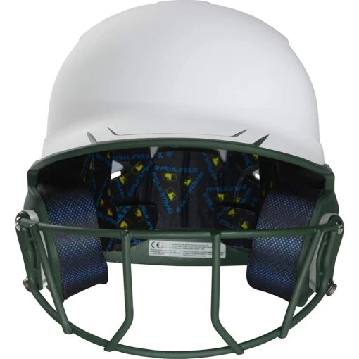 Rawlings Mach Ice Fastpitch Softball Batting Helmet With Face Guard (White/Dark Green) -Deals Baseball Store raws msb13j wdg 2