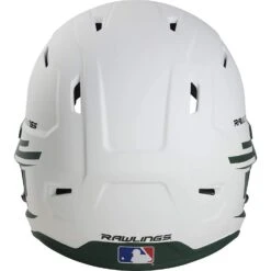 Rawlings Mach Ice Fastpitch Softball Batting Helmet With Face Guard (White/Dark Green) -Deals Baseball Store raws msb13j wdg 3