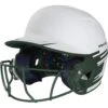 Rawlings Mach Ice Fastpitch Softball Batting Helmet With Face Guard (White/Dark Green) -Deals Baseball Store raws msb13j wdg main