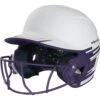 Rawlings Mach Ice Fastpitch Softball Batting Helmet With Face Guard (White/Purple) -Deals Baseball Store raws msb13j wpu main