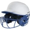 Rawlings Mach Ice Fastpitch Softball Batting Helmet With Face Guard (White/Royal) -Deals Baseball Store raws msb13j wr main