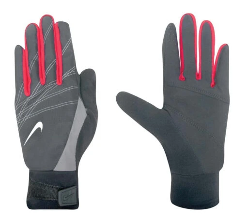 New Nike Women's Elite Storm Fit Running Gloves (Black/Silver/Red Medium) -Deals Baseball Store srg00694 ab1e09f9 d78c 4839 81fe fae325a9d0b5