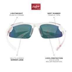 RAWLINGS Youth Sports Baseball Sunglasses Durable 100% UV Poly Lens, Shielded Lens (White/Red) -Deals Baseball Store youthback3 c22224f4 5f19 4bfc 8d4d 9af24cafb248